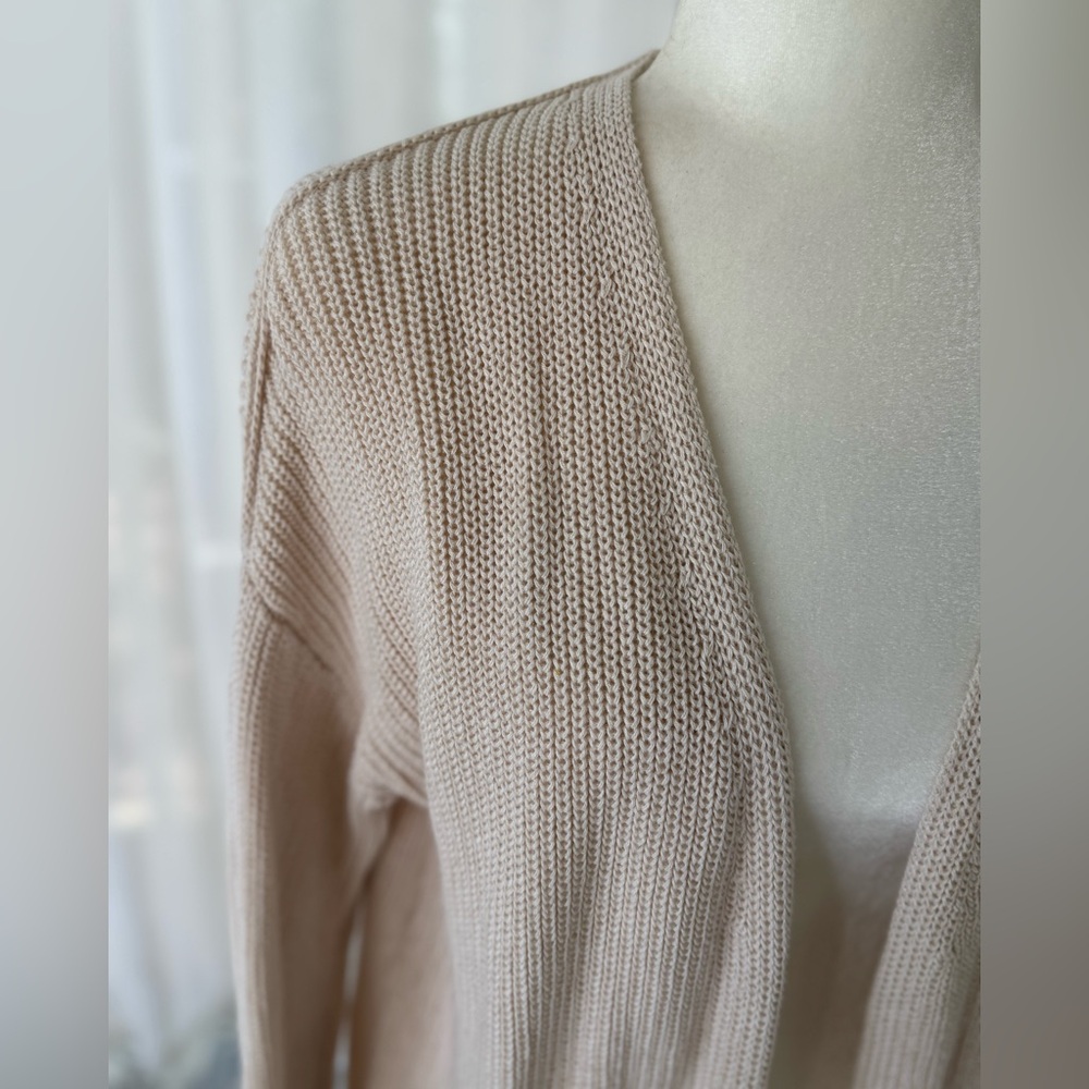 Universal Thread M 100% Cotton Cream Tan Knit Open Wrap Long Cardigan Sweater - Picture 4 of 8